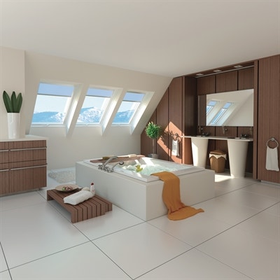 FAKRO FTW-V P5 white paint triple glazed laminated centre pivot roof window